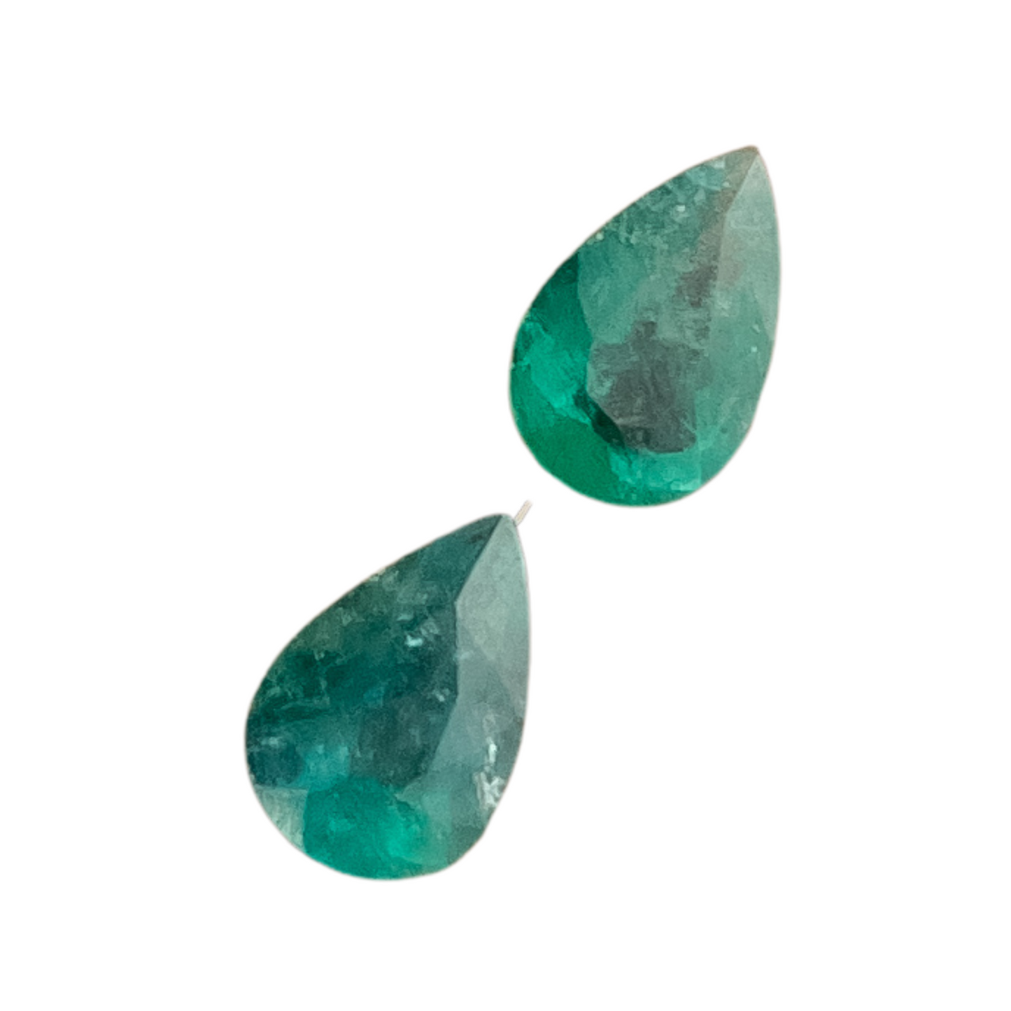 Par de Esmeraldas Naturais Gota- Lapidada - 3,5ct / 10,6 x 7,1 mm