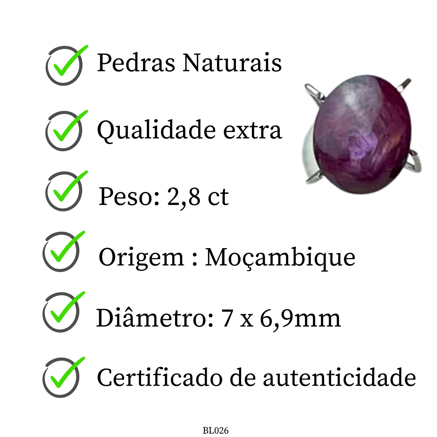 Rubi Natural com asterismo Lapidado em cabochão 2,8 ct