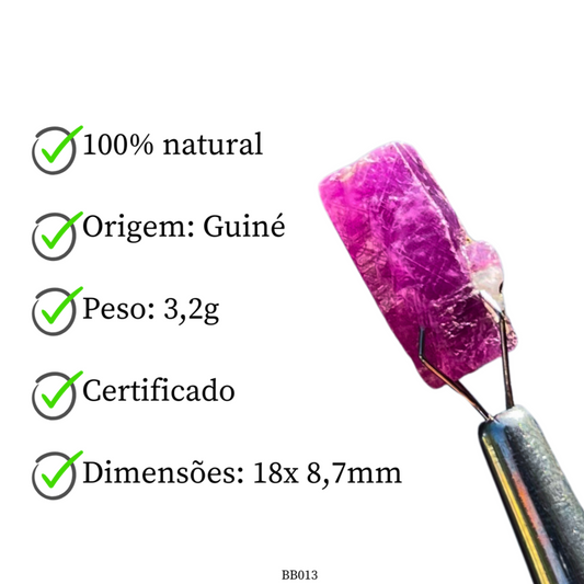 Cristal bruto de Rubi 3,2g