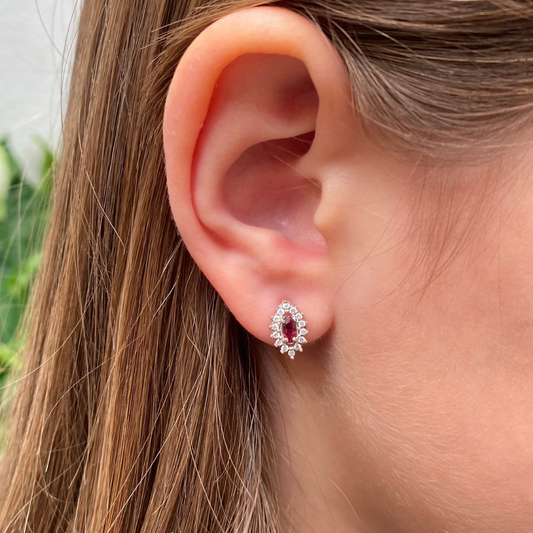 Brinco de Prata 950 com Granada Natural