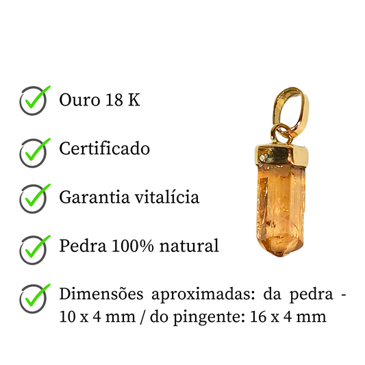 Pingente de ouro 18k com Topázio Imperial Bruto