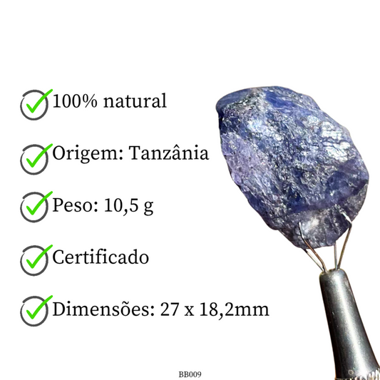 Cristal bruto de Tanzanita 10,5g