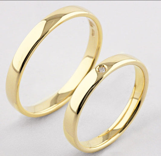 Alianças casamento 2,5mm de Ouro 18k com acabamento reto