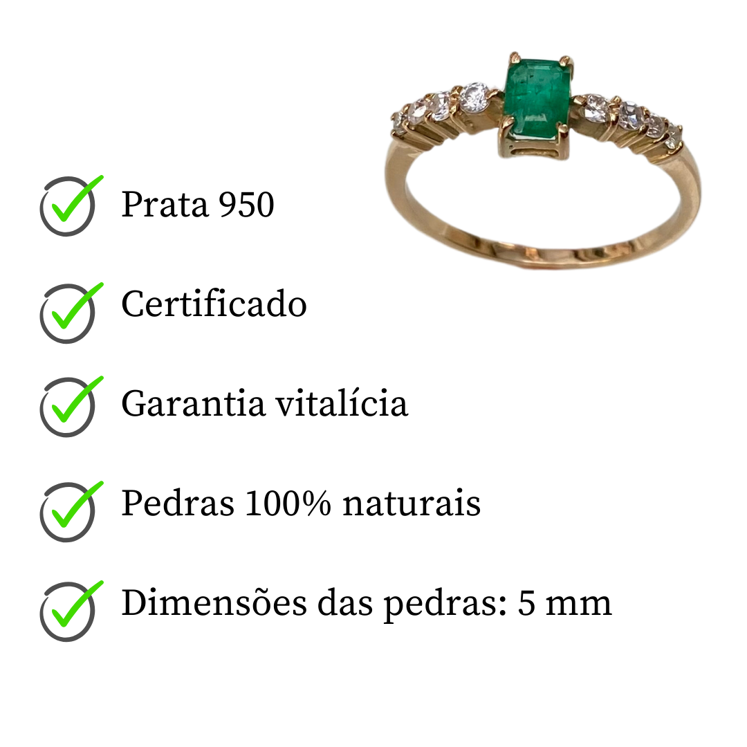 Anel de Ouro 18K com Esmeralda e Diamantes