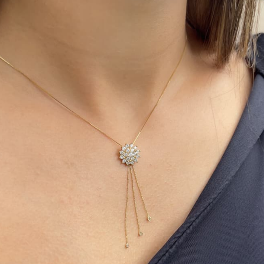 Colar Ouro Amarelo 18K com Diamantes Naturais – Pingente Versátil