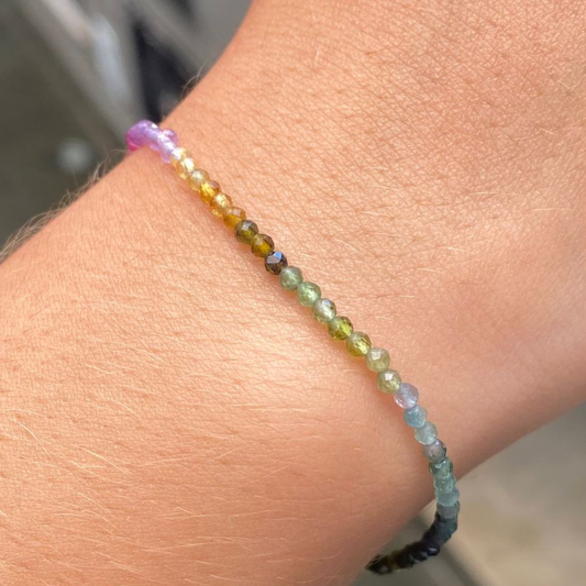 Pulseira Rainbow: Turmalina Melância em Prata