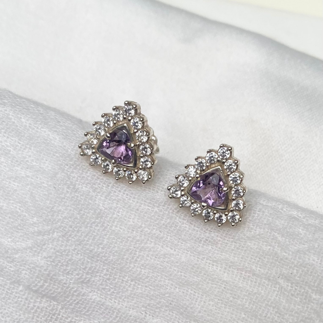 Brinco de Prata 950 com Ametista Natural