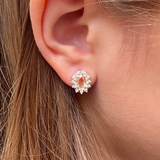 Brinco de Prata 950 com Topázio Imperial Natural