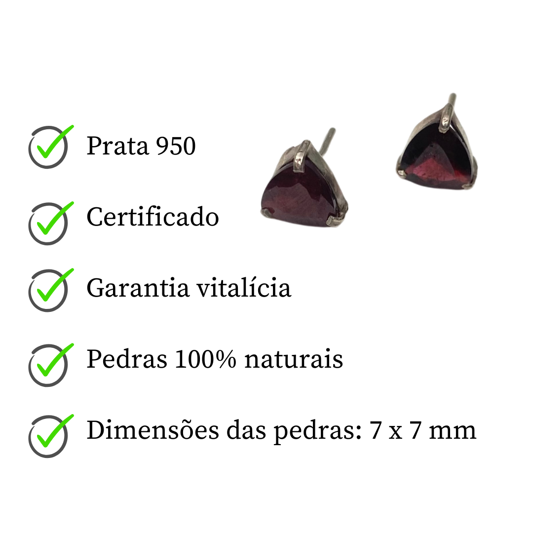 Brinco de Prata com Granada Trillion Grande