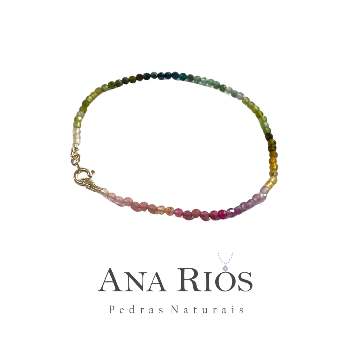Pulseira Rainbow: Turmalina Melância em Prata