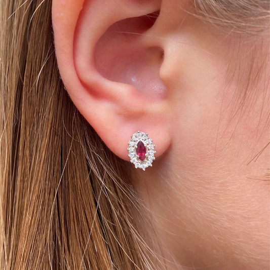 Brinco de Prata 950 com Granada Natural