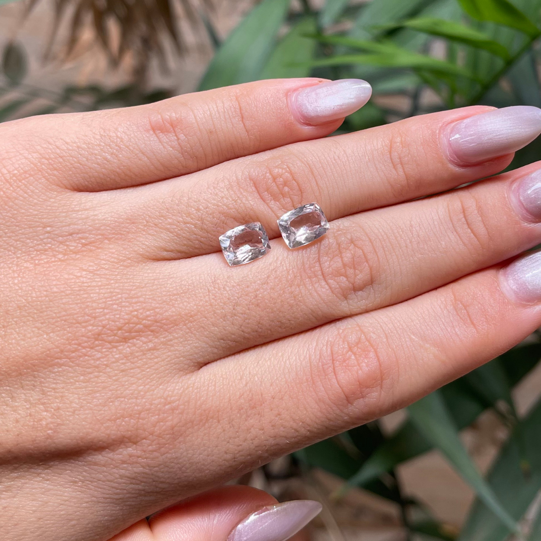 Par de Morganita Natural Retangular - 9 x 7 mm - 3,82 ct ( o par)