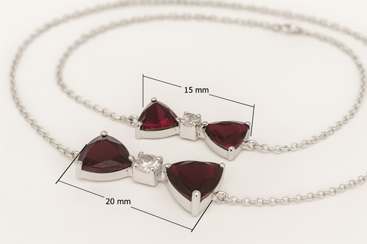 Pulseira com 18,5cm de Prata com Granadas 7mm e Morganita 3mm