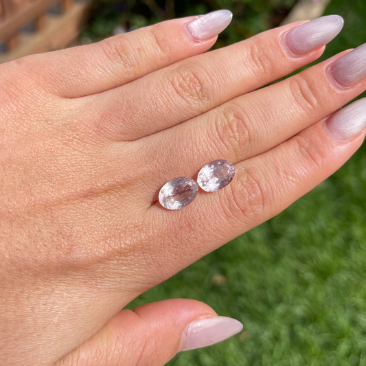 Par de Morganita Natural Oval - 11 x 8 mm - 6,65 ct