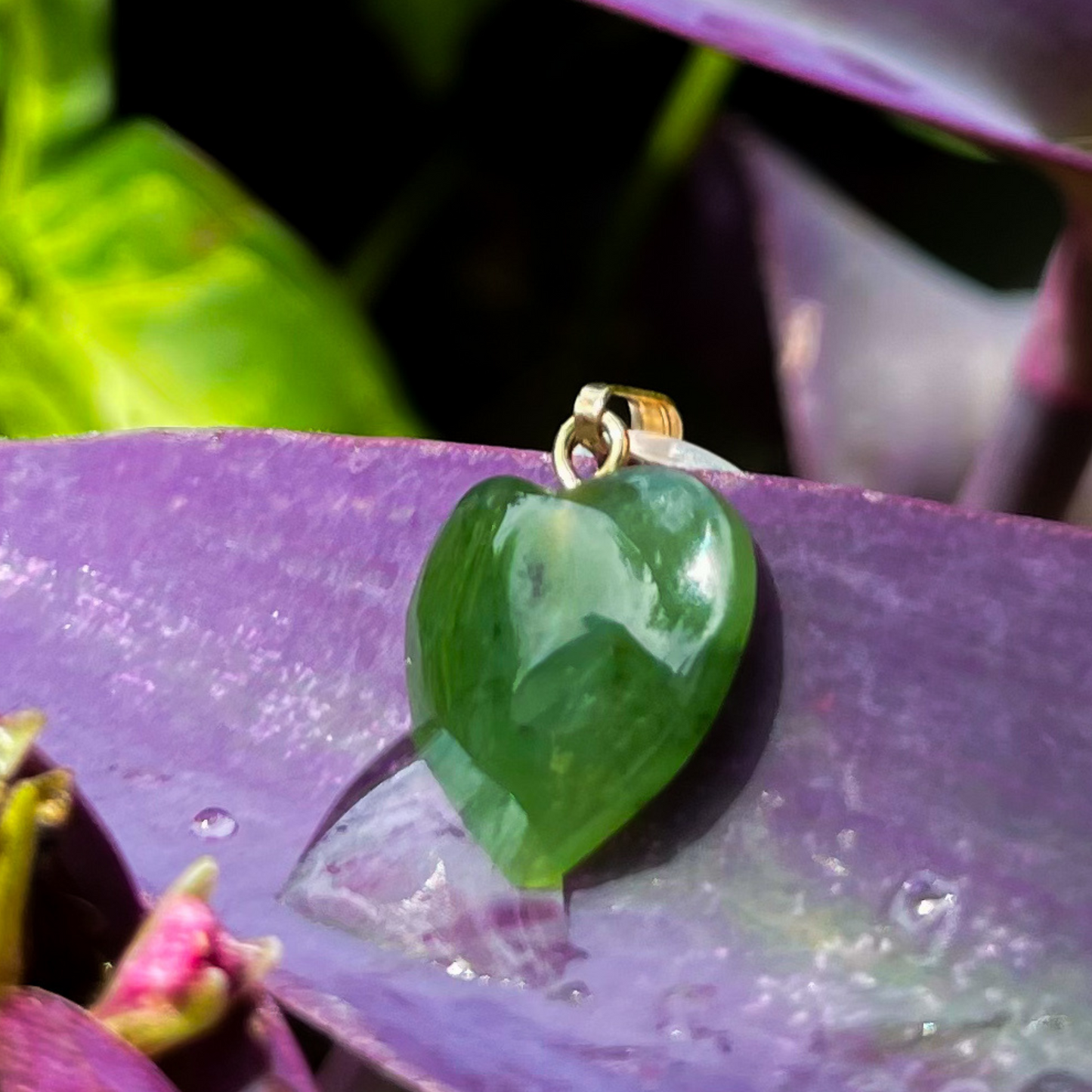 1 Pingente Jade Natural Coração 15 X 15 mm