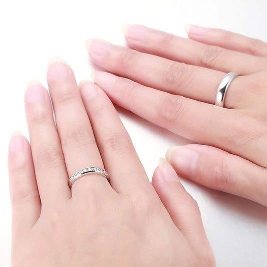 Alianças de Compromisso 4,5 mm - Prata 950 Cravejada com zircônias
