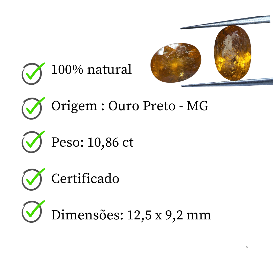 Topázio Imperial Oval Natural – 12,5 x 9,2 mm - 10,86 ct