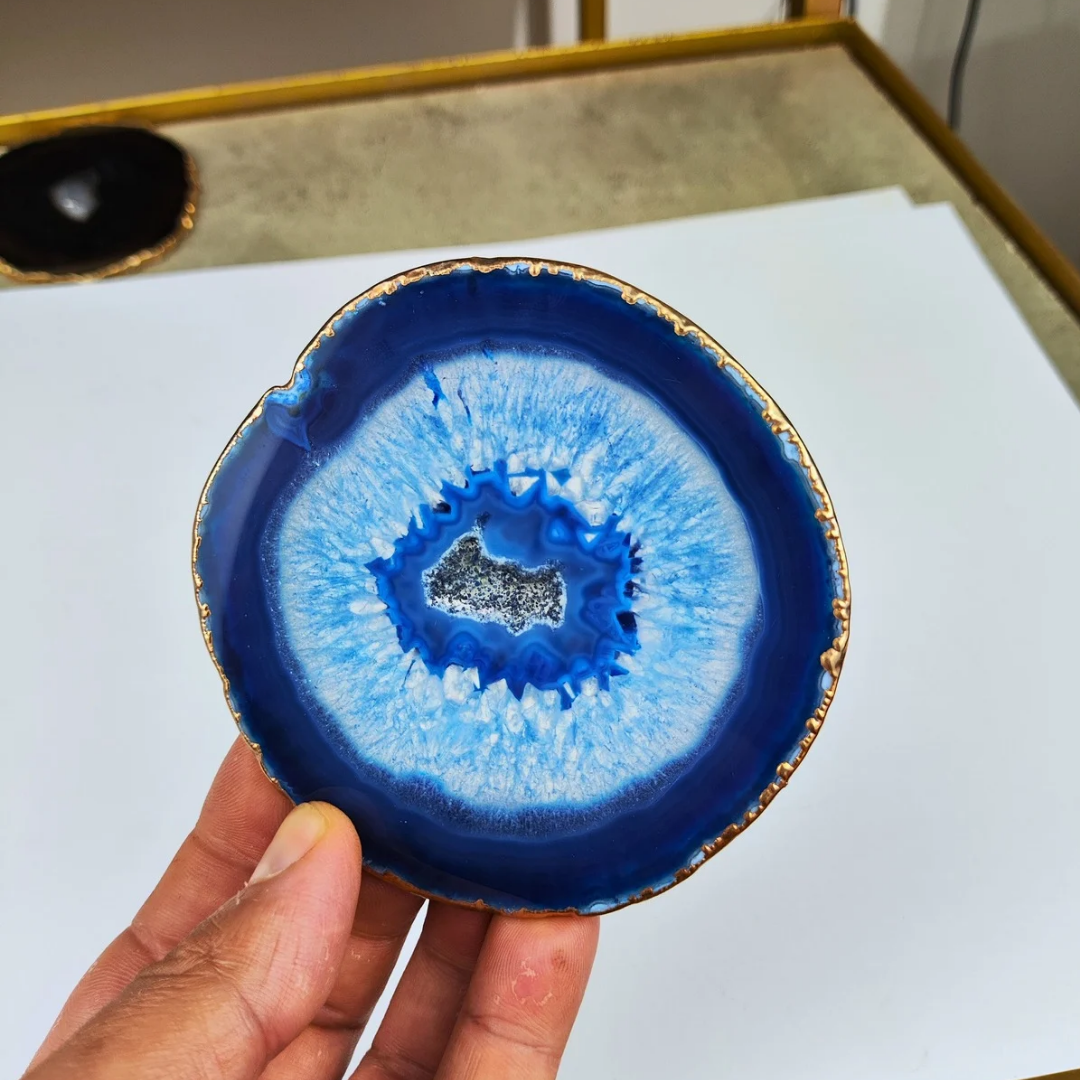 Porta copo de ágata azul / 1 unidade