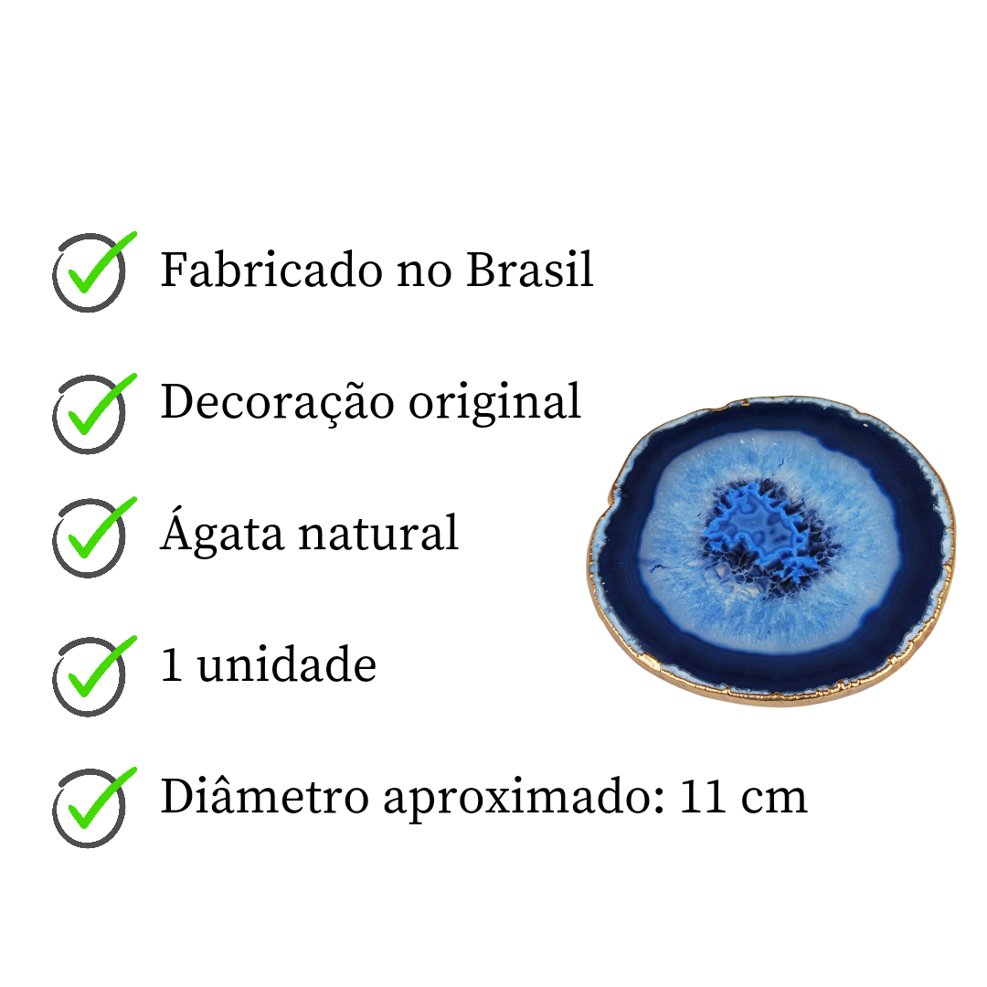 Porta copo de ágata azul / 1 unidade
