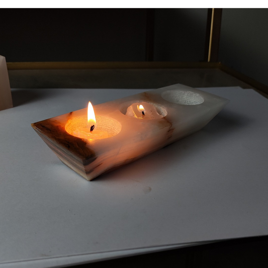 Porta velas tripol de ônix paquistanês