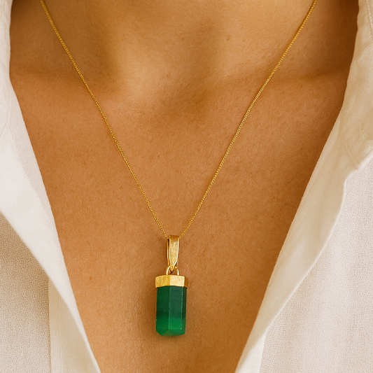Pingente Ouro 18k com Esmeralda Bruta