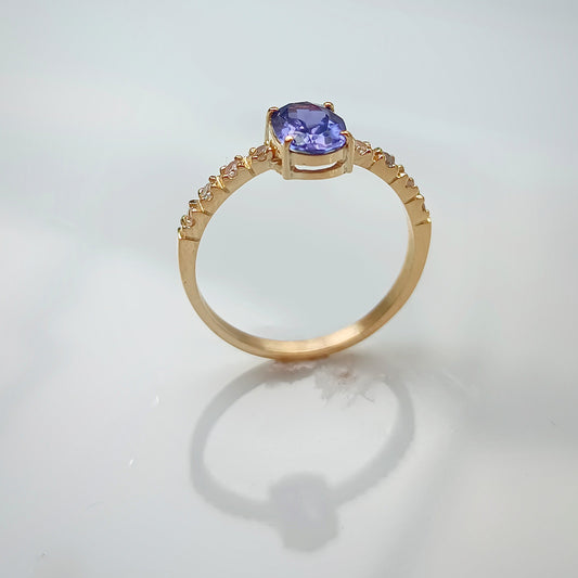 Anel ouro 18K com Tanzanita Natural