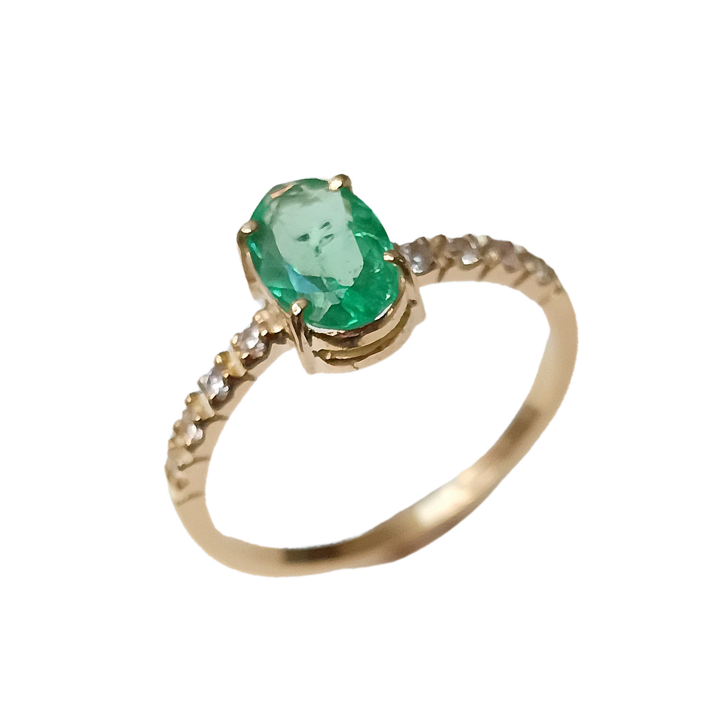 Anel ouro 18K com Esmeralda Natutal