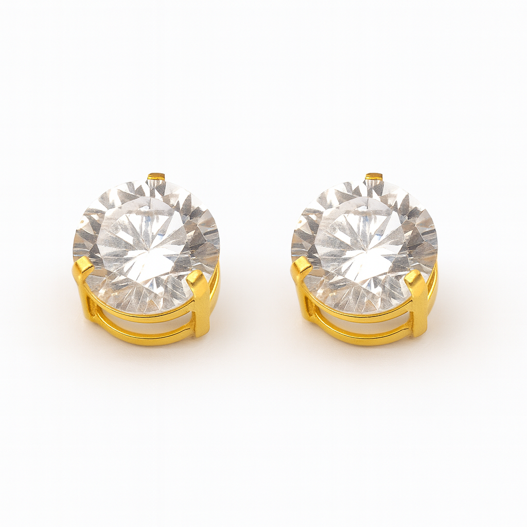 Brinco ponto de luz ouro 18 k com topázio 5 mm