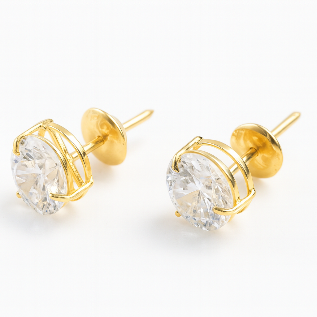 Brinco ponto de luz ouro 18 k com topázio 5 mm