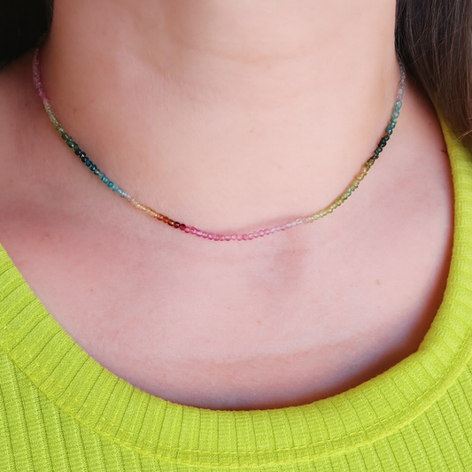 Colar de Turmalina Melância em Prata