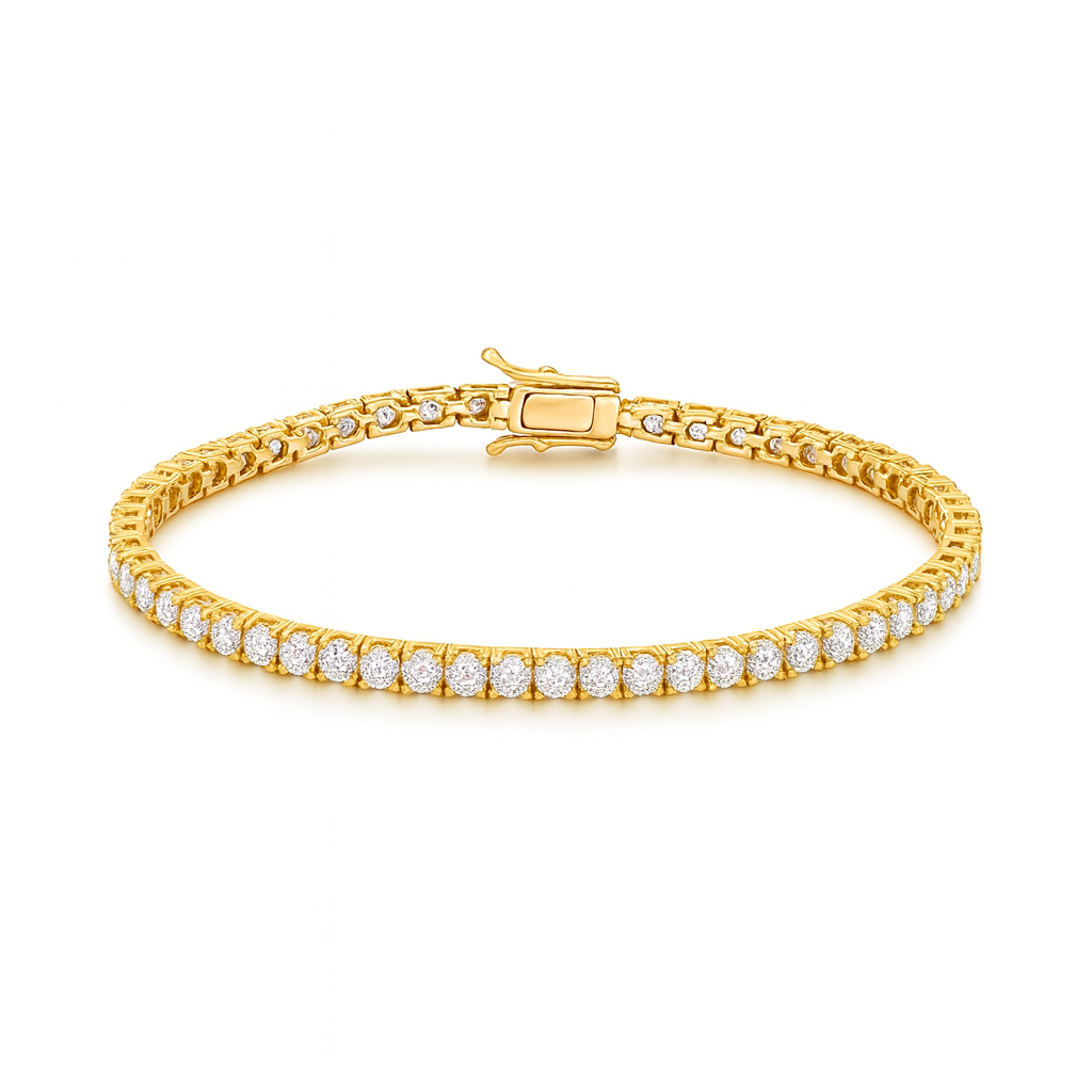 Pulseira Riviera "Tennis Bracellet" em ouro 18 k e Diamantes Naturais Brancos