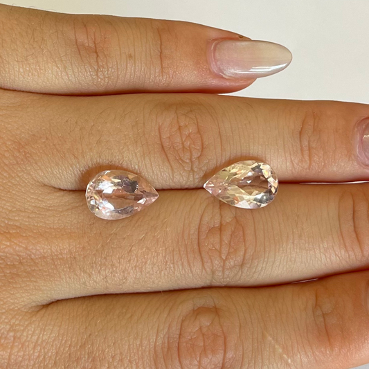Par de Morganita Natural Gota - 14 x 8 mm - 7,93 ct ( o par)