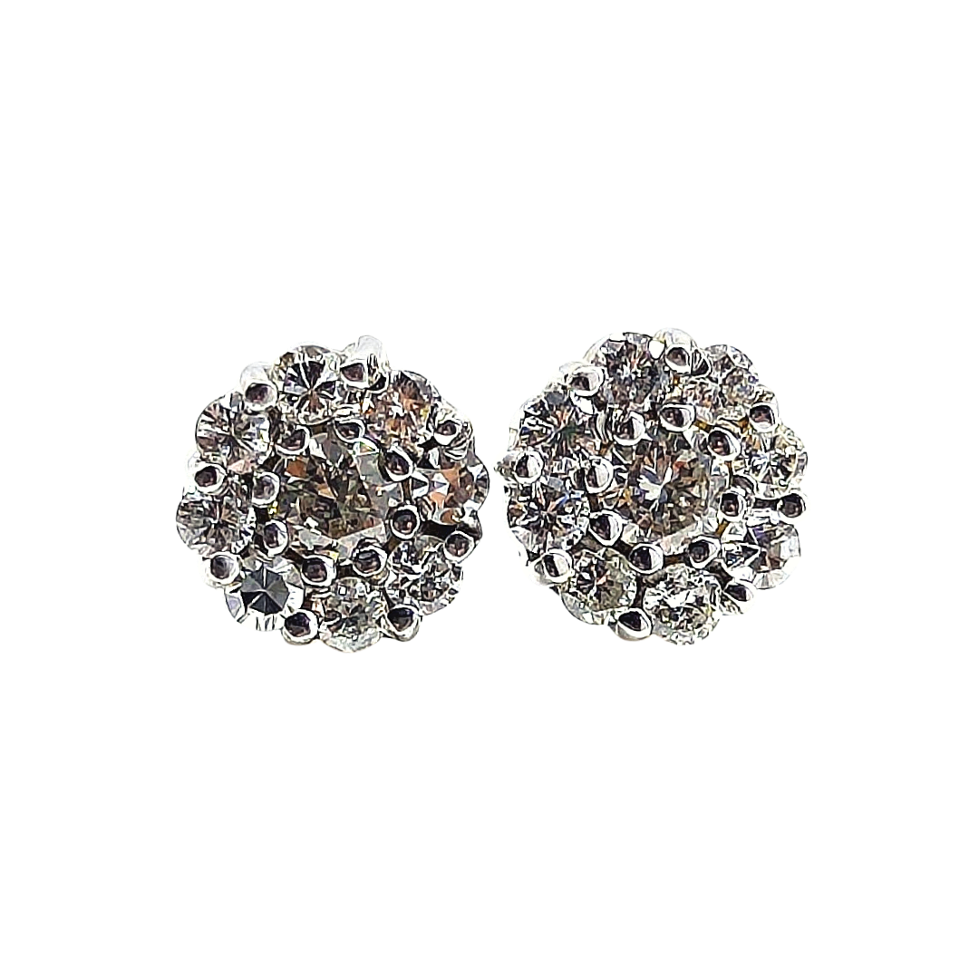 Brinco de ouro branco 18K com diamantes naturais