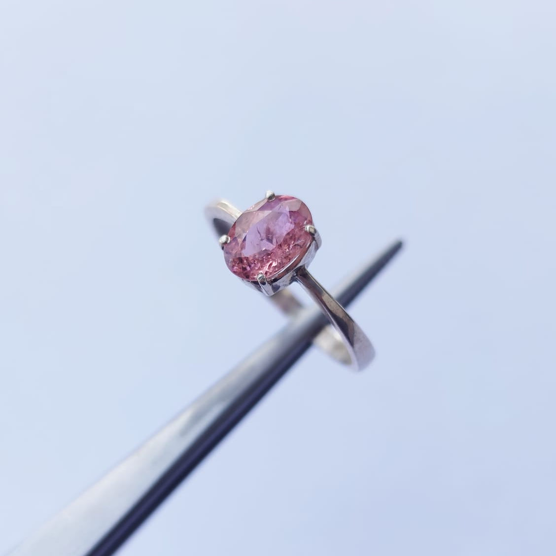 Anel de Prata 950 com Turmalina Rosa Natural