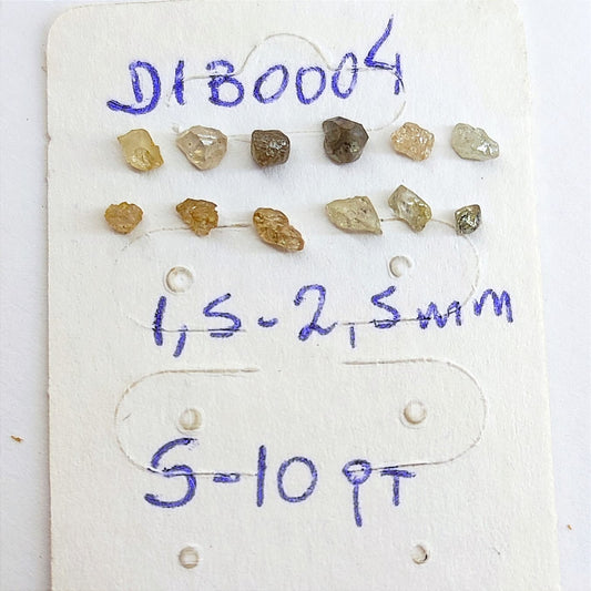 Diamante natural bruto / 5 a 10 pontos (1,5 - 2,5 mm)