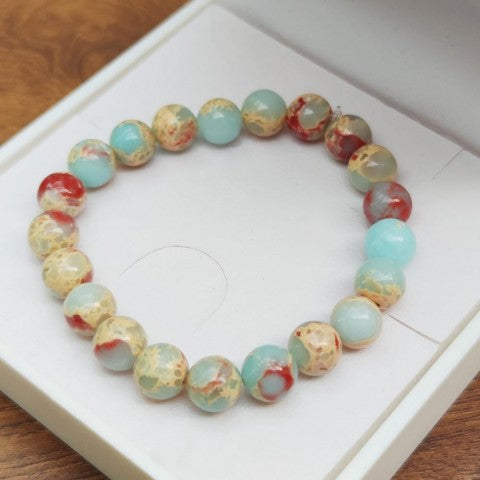 Pulseira de jaspe imperial azul natural