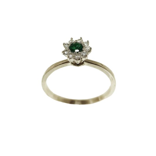 Anel chuveiro de Prata 950 com Esmeralda Natural