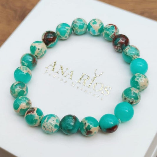 Pulseira de jaspe imperial verde natural