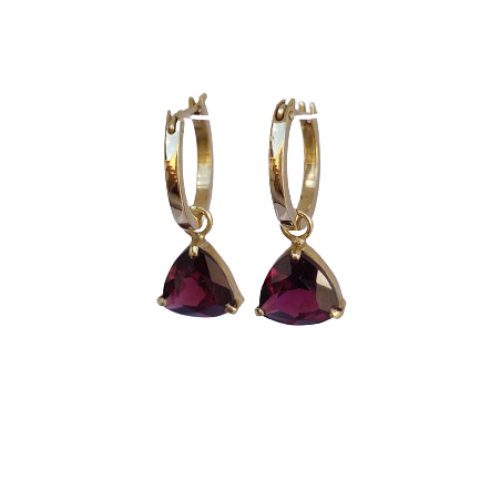 Brincos de Ouro 18 k com Granada Natural