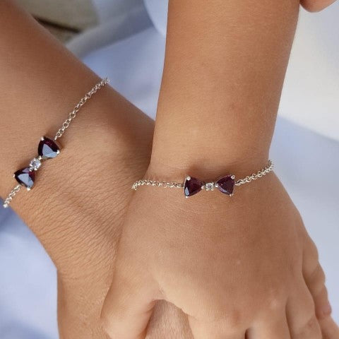 Pulseira de Prata com Granadas e Morganita