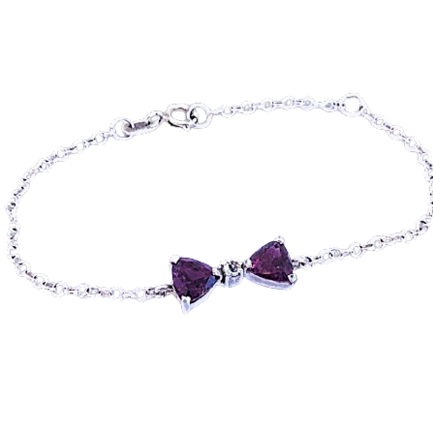 Pulseira de Prata com Granadas e Morganita