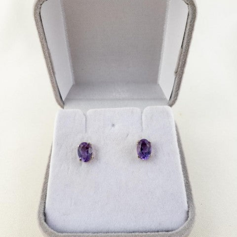 Brinco Prata 950 com Ametista Natural Oval