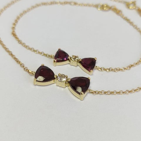 Pulseira de Ouro 18 k com granada e morganita