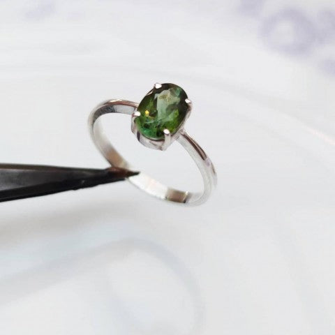 Anel de Prata 950 com Turmalina Verde Natural