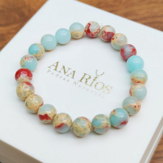 Pulseira de jaspe imperial azul natural