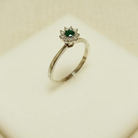 Anel chuveiro de Prata 950 com Esmeralda Natural