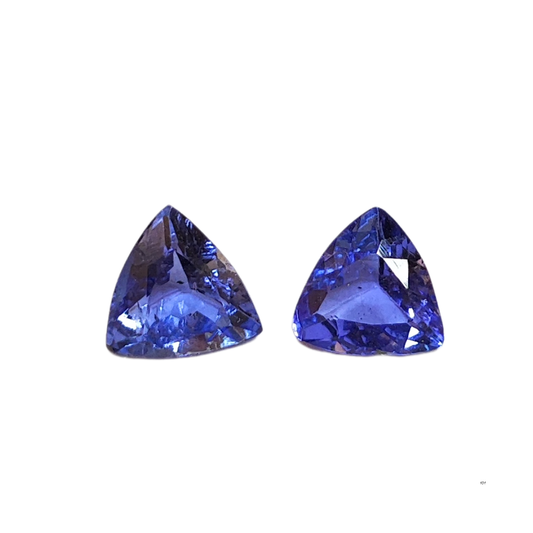 Par de Tanzanitas Naturais Lapidadas – Formato Trillion – 5,8 mm – 1,38 ct o par