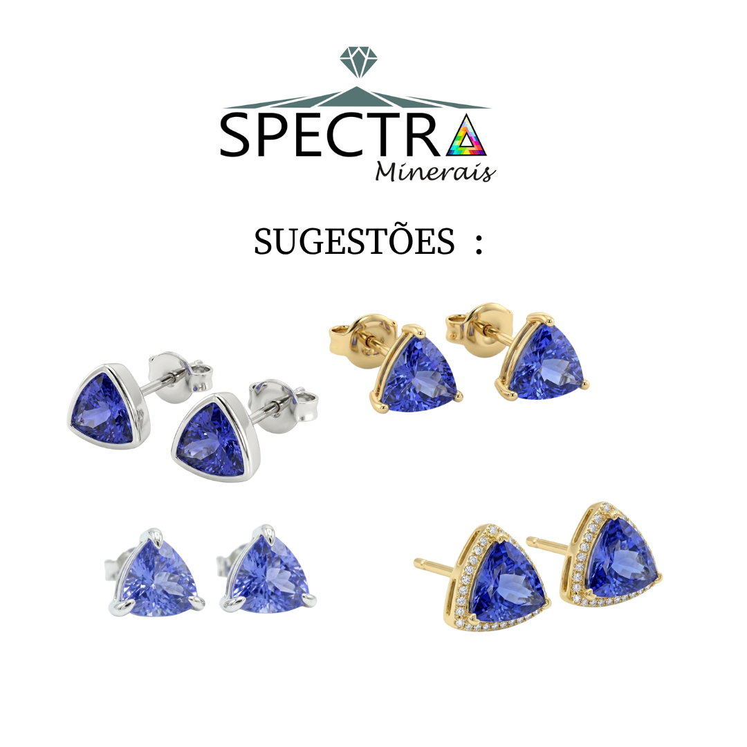 Par de Tanzanitas Naturais Lapidadas – Formato Trillion – 5,8 mm – 1,38 ct o par