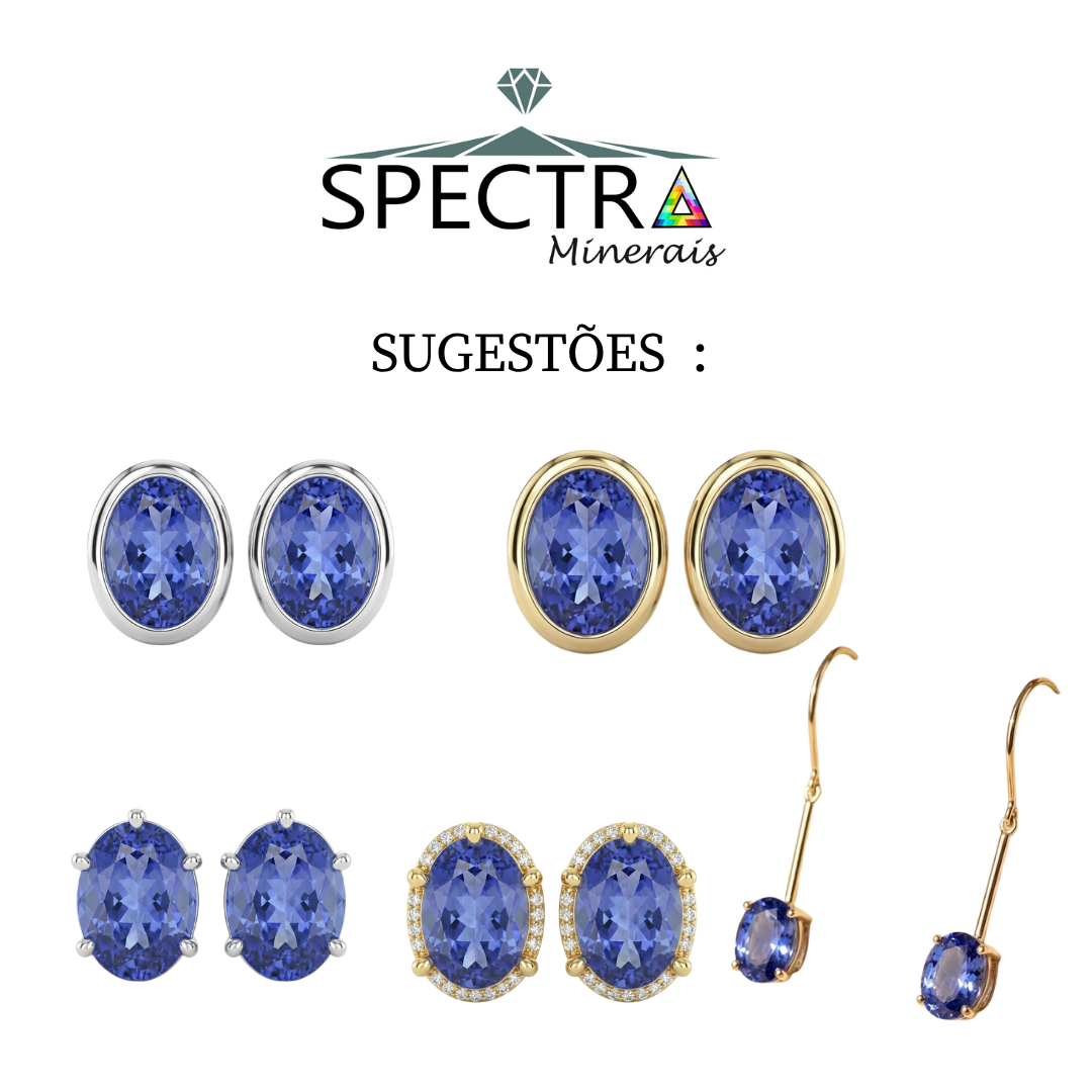 Par de Tanzanita Natural Lapidada – Oval   – 8,2 x 6 mm - 2,66 ct