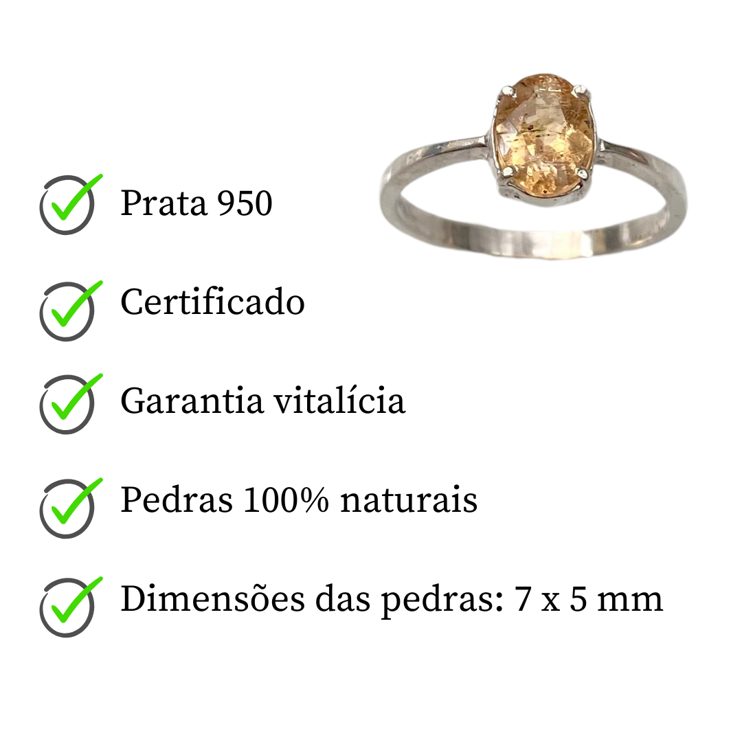 Anel de Prata com Topázio Imperial Oval